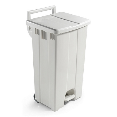 Контейнер для мусора белый, 90 л, с педалью