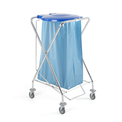 Тележка Dust 120 л с крышкой и педалью хромированная