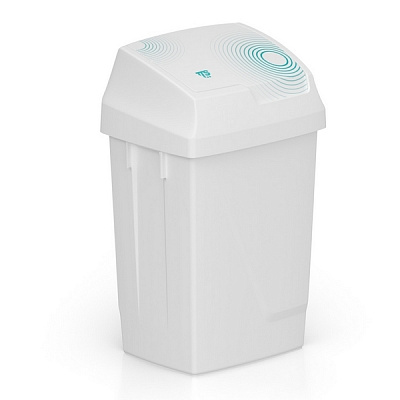 Мусорное ведро с крышкой Lindy Swing белое, 50 л, набор этикеток для раздельного сбора мусора