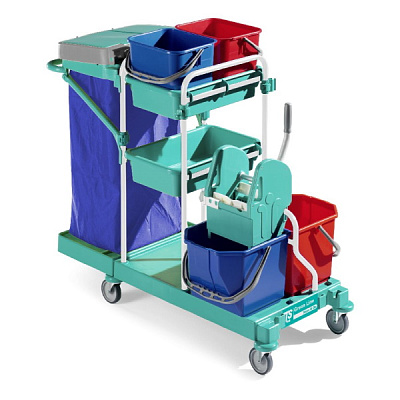 Уборочная тележка GREEN 150 с серыми стойками