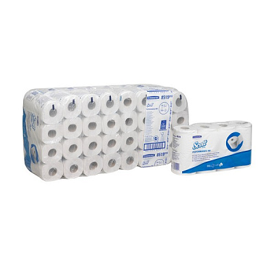 Туалетная бумага  в стандартных рулонах Scott 350 двухслойная (64 рулонов х 42 метра)