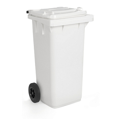 Контейнер для мусора белый, 120 л, с педалью 